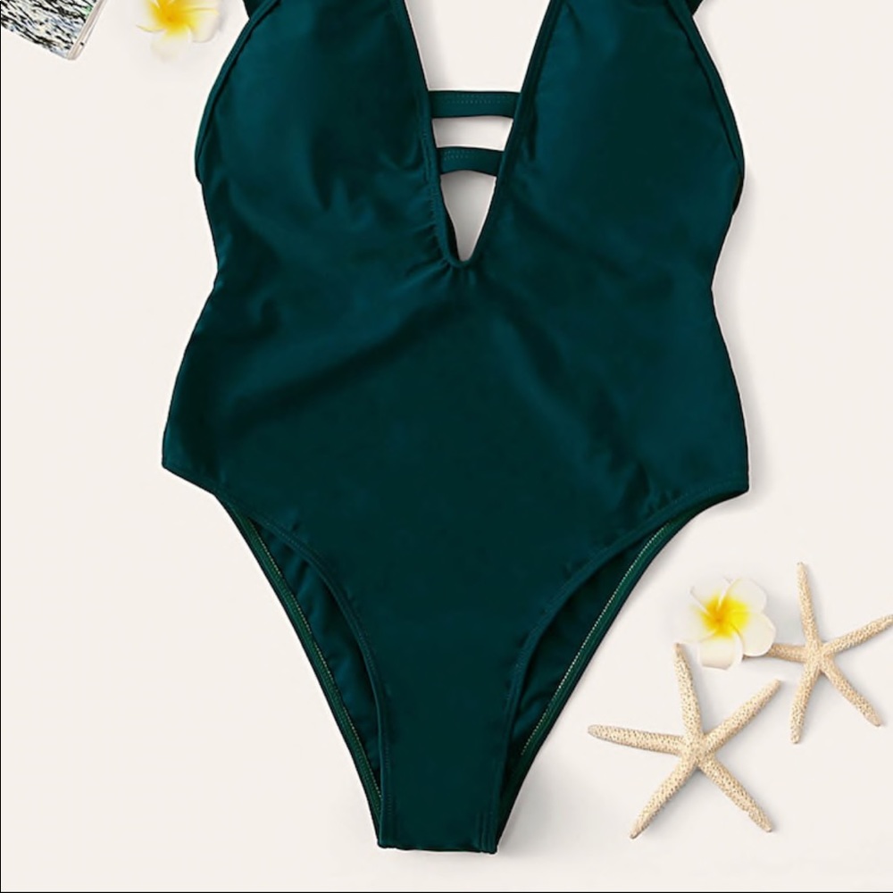 Ruffled V-Cut One Piece - Picture 7 of 9